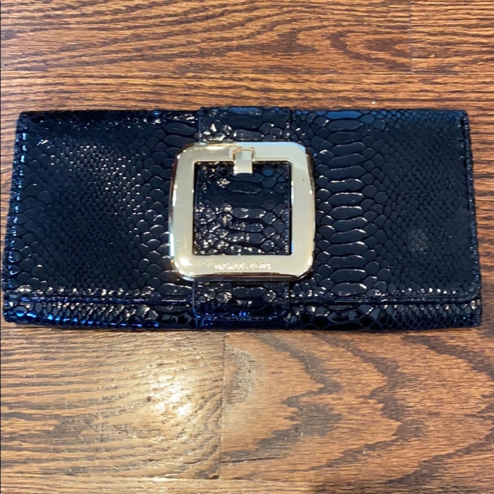 Black leather clutch
